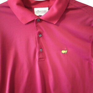 Masters Performance Red & Blue Striped Polo Shirt L Polyester Mens Short Sleeve